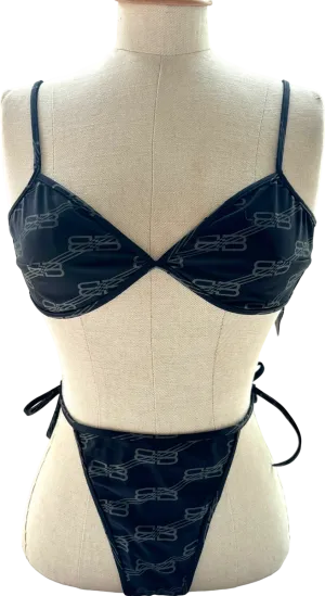 Balenciaga Black Patterned Bikini Set UK S
