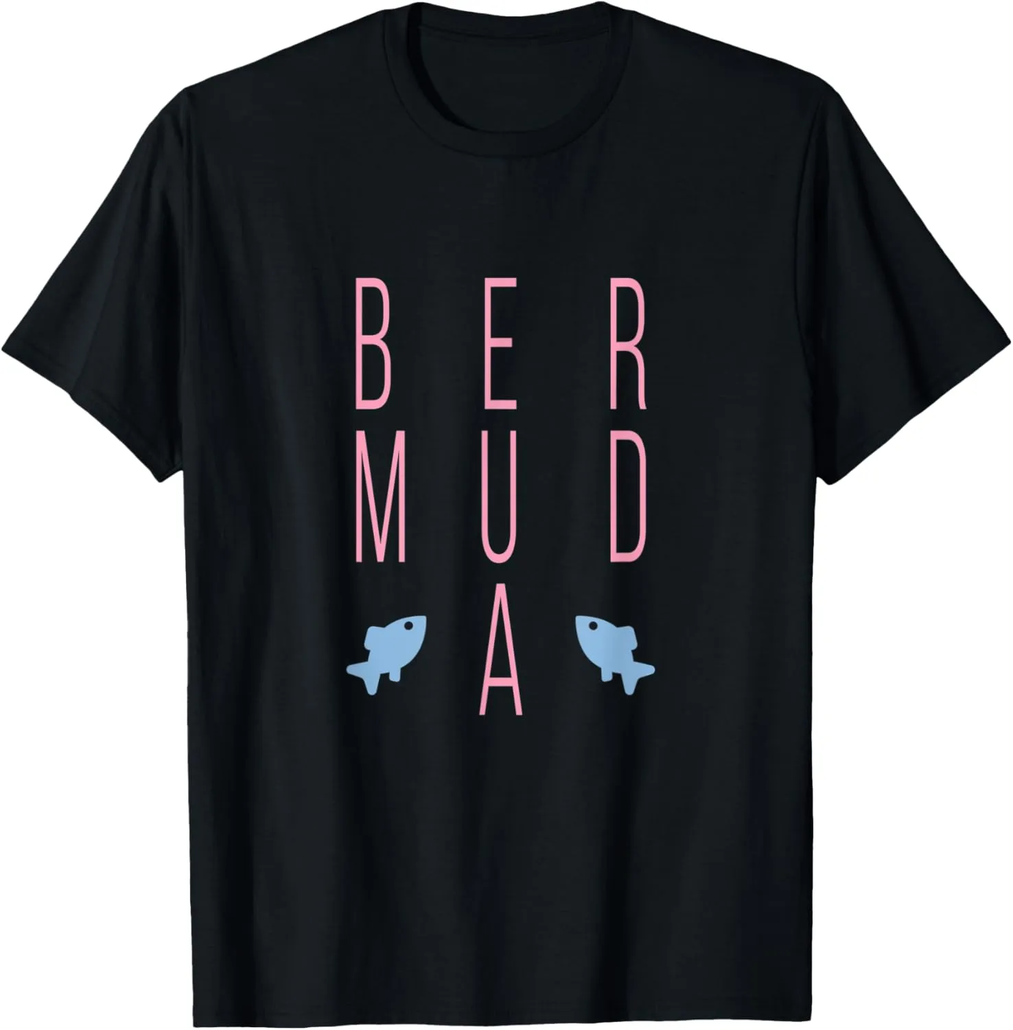 Bermuda Fish Modern Bold Block Text Dark Color T-Shirt