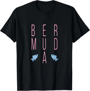 Bermuda Fish Modern Bold Block Text Dark Color T-Shirt