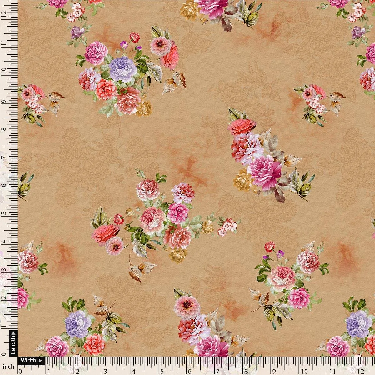 Chintz Pink Florish Flower Digital Printed Fabric - Kora Silk