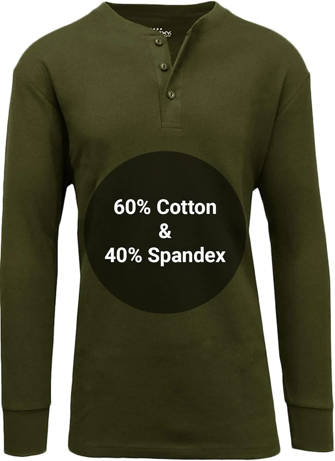 Galaxy by Harvic Mens Waffle-Knit Thermal Henley Tees