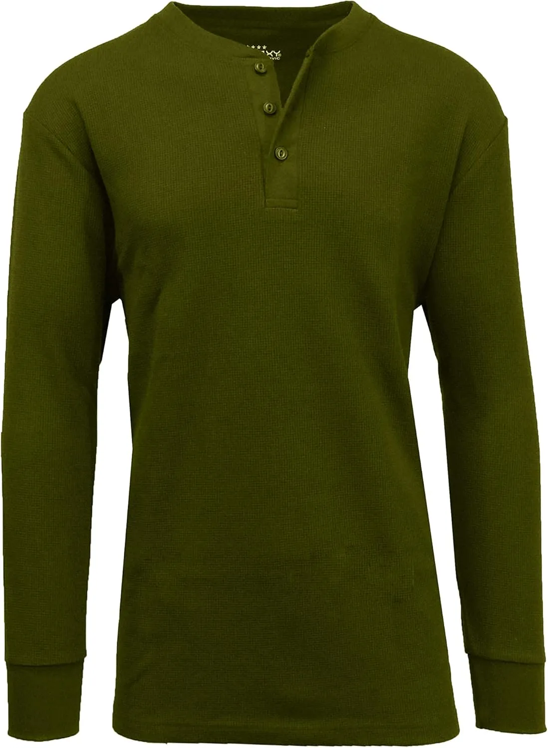 Galaxy by Harvic Mens Waffle-Knit Thermal Henley Tees