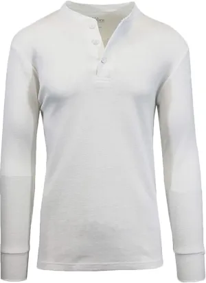 Galaxy by Harvic Mens Waffle-Knit Thermal Henley Tees