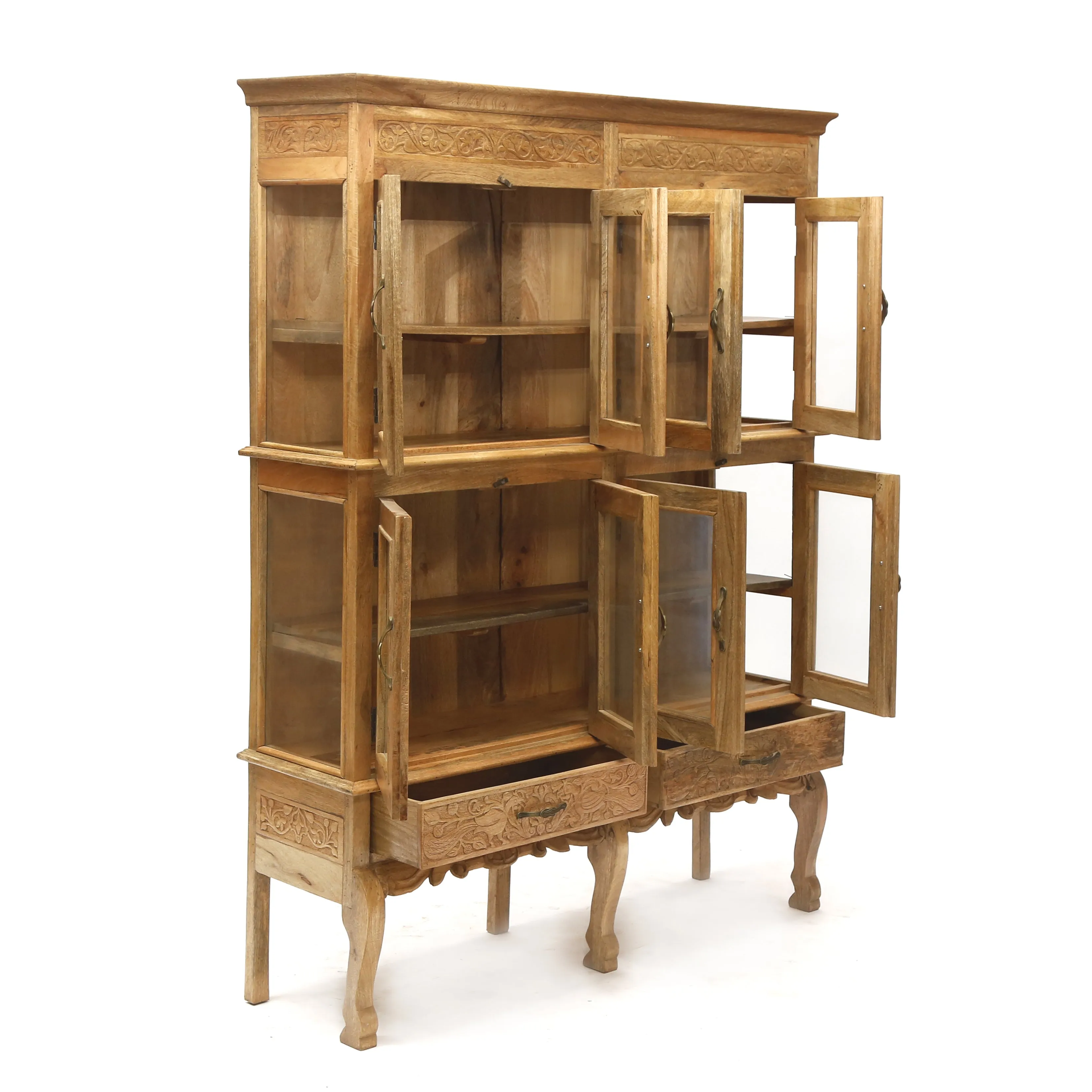 Intricate Wide Designed 2 Part Cabinet