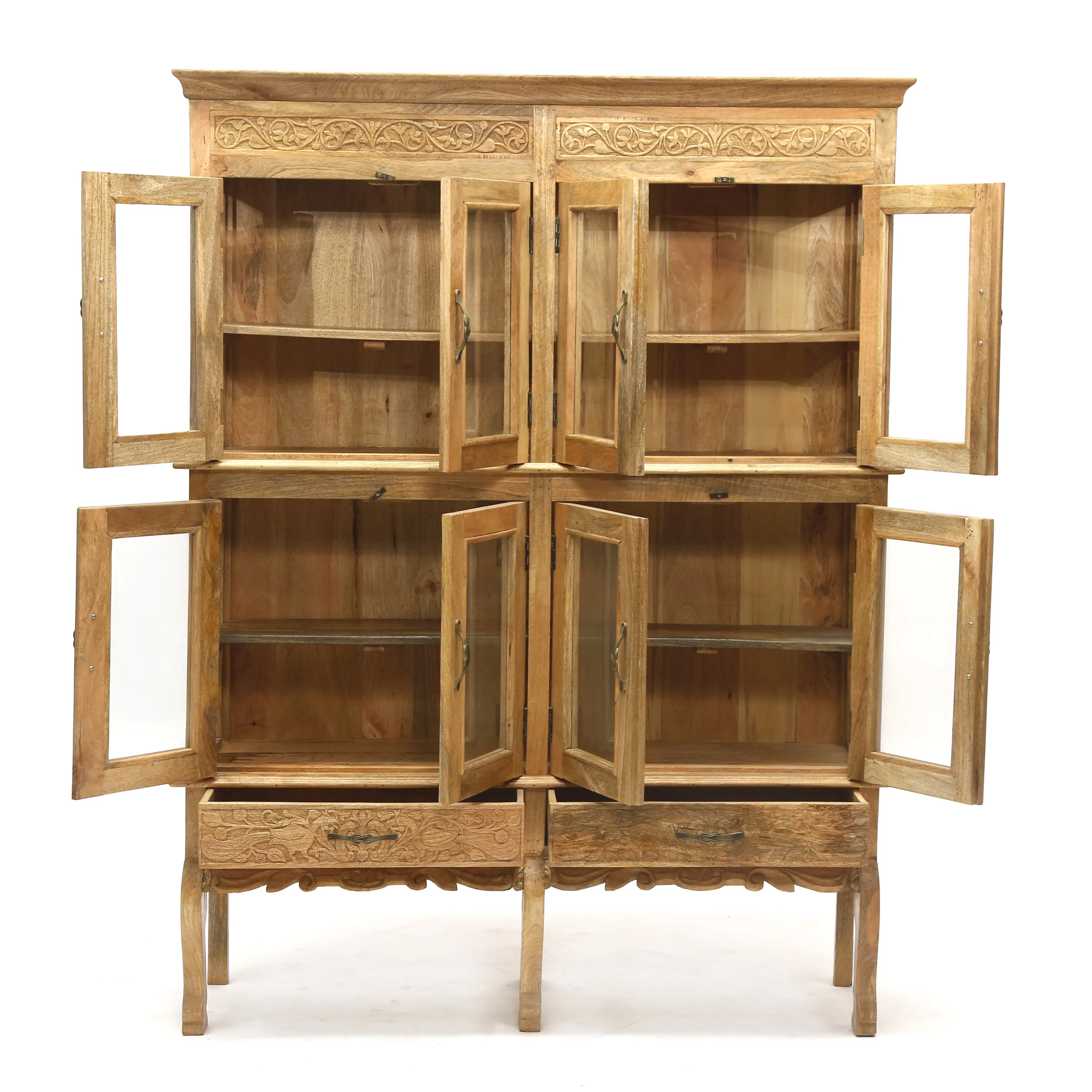 Intricate Wide Designed 2 Part Cabinet
