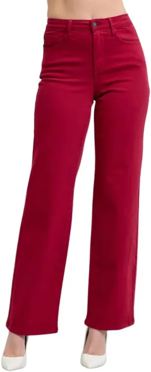 Judy Blue HW Garment Dyed Heart Shaped Back Pockets 90's Straight Jeans - Vintage Charm with Modern Comfort - 88917