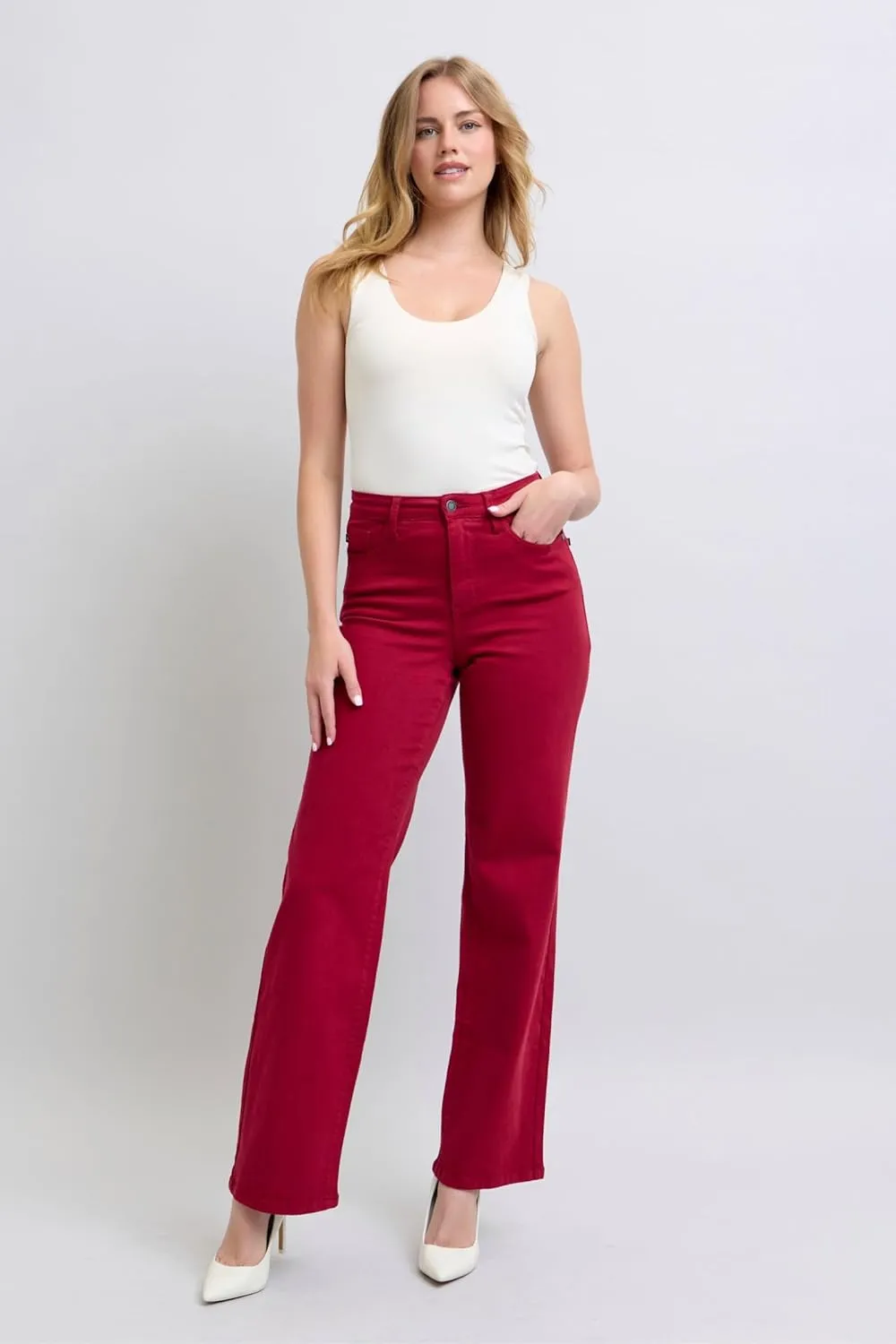 Judy Blue HW Garment Dyed Heart Shaped Back Pockets 90's Straight Jeans - Vintage Charm with Modern Comfort - 88917