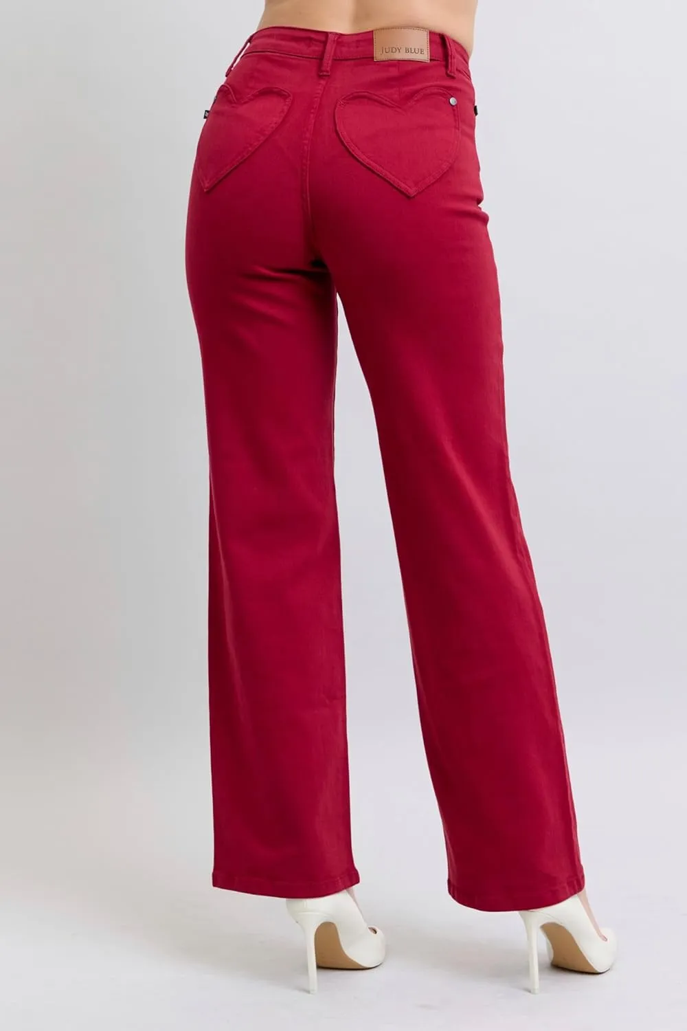 Judy Blue HW Garment Dyed Heart Shaped Back Pockets 90's Straight Jeans - Vintage Charm with Modern Comfort - 88917
