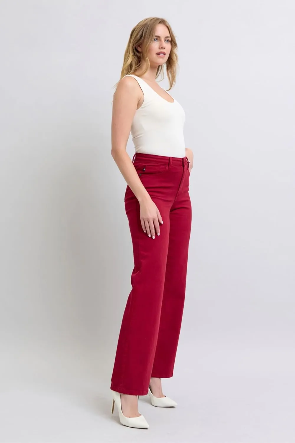 Judy Blue HW Garment Dyed Heart Shaped Back Pockets 90's Straight Jeans - Vintage Charm with Modern Comfort - 88917