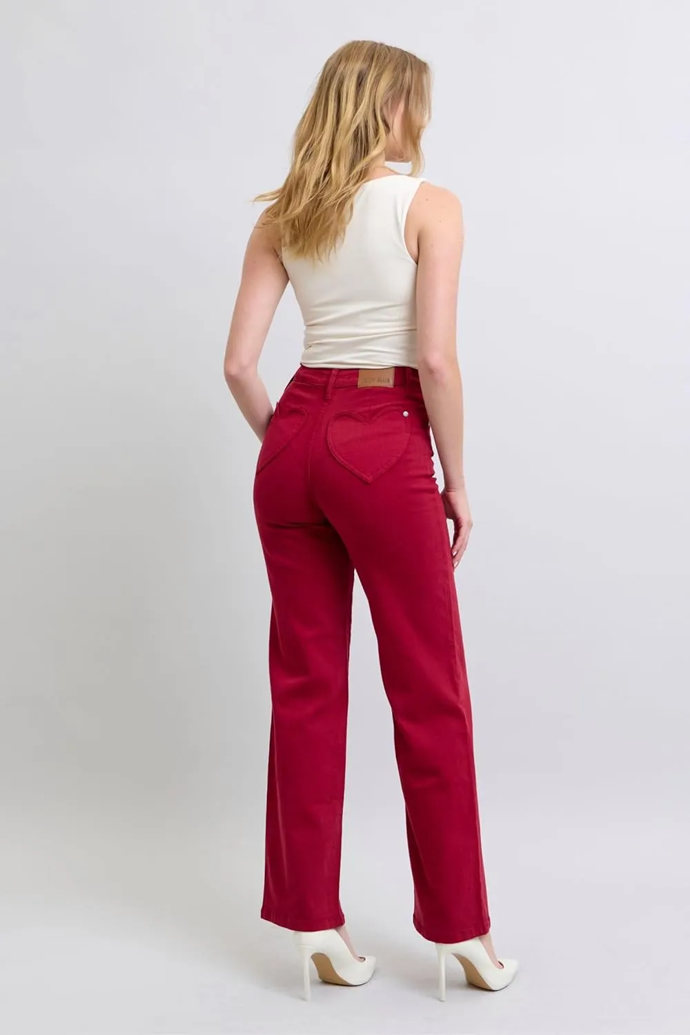 Judy Blue HW Garment Dyed Heart Shaped Back Pockets 90's Straight Jeans - Vintage Charm with Modern Comfort - 88917
