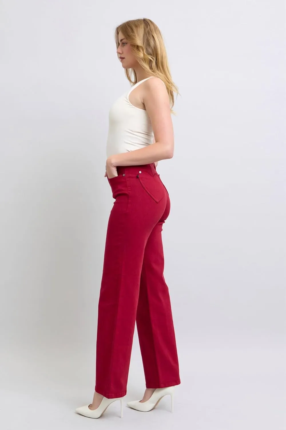 Judy Blue HW Garment Dyed Heart Shaped Back Pockets 90's Straight Jeans - Vintage Charm with Modern Comfort - 88917