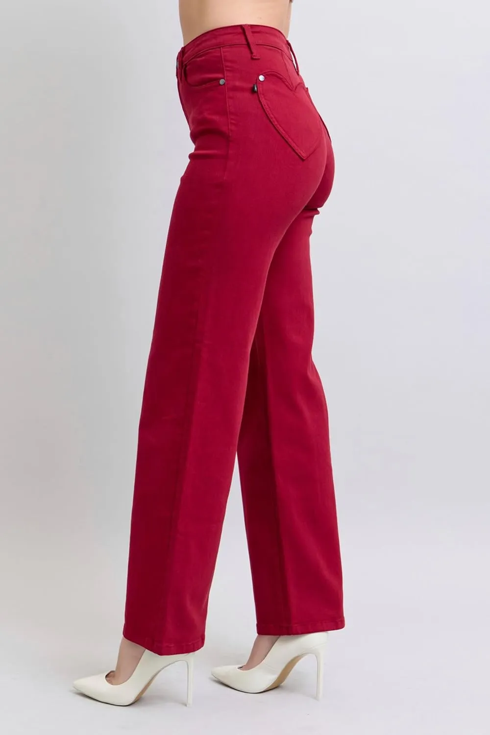 Judy Blue HW Garment Dyed Heart Shaped Back Pockets 90's Straight Jeans - Vintage Charm with Modern Comfort - 88917