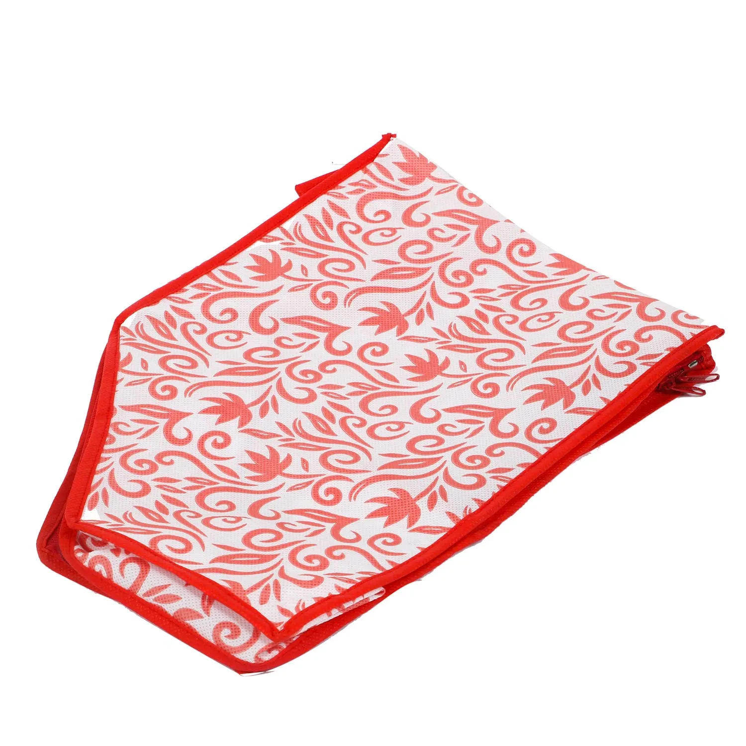 Kuber Industries Floral Design 3 Pieces Non Woven Blouse Cover Set (Red & White) - CTKTC23188