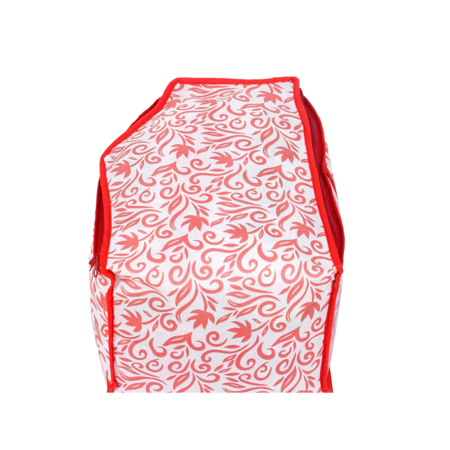 Kuber Industries Floral Design 3 Pieces Non Woven Blouse Cover Set (Red & White) - CTKTC23188