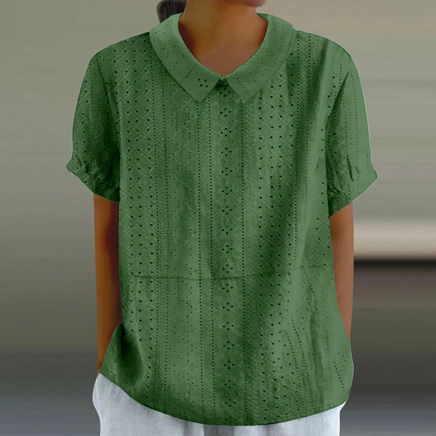 LCMTWX Casual V Neck Button Down Shirts for Women Linen Loose Large Size Thin Lapel Shirt Short Sleeved Blouse Women'S