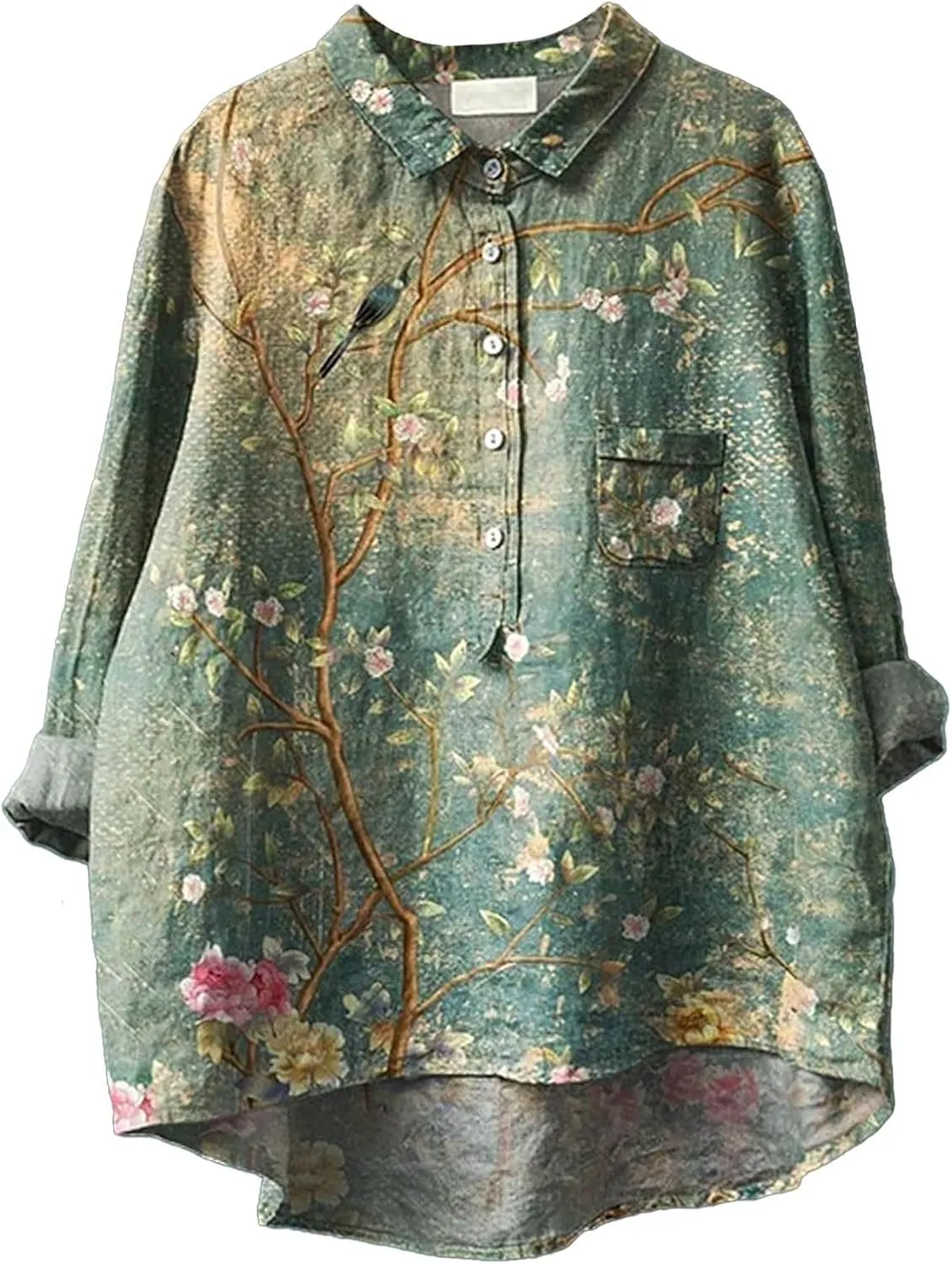 Linen Cotton Womens Short Sleeve Shirts Loose Fit Tee Tops Lapel Neck Button Blouses Long Spring Tops for Women 2025