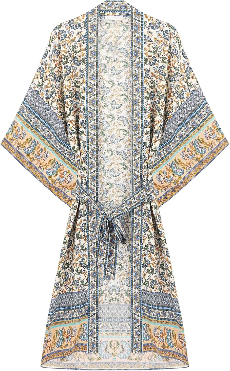 R.Vivimos Women's Vintage Floral Print Beach Boho Cardigan Kimono Maxi Swimwear Cover up Dress Wrap
