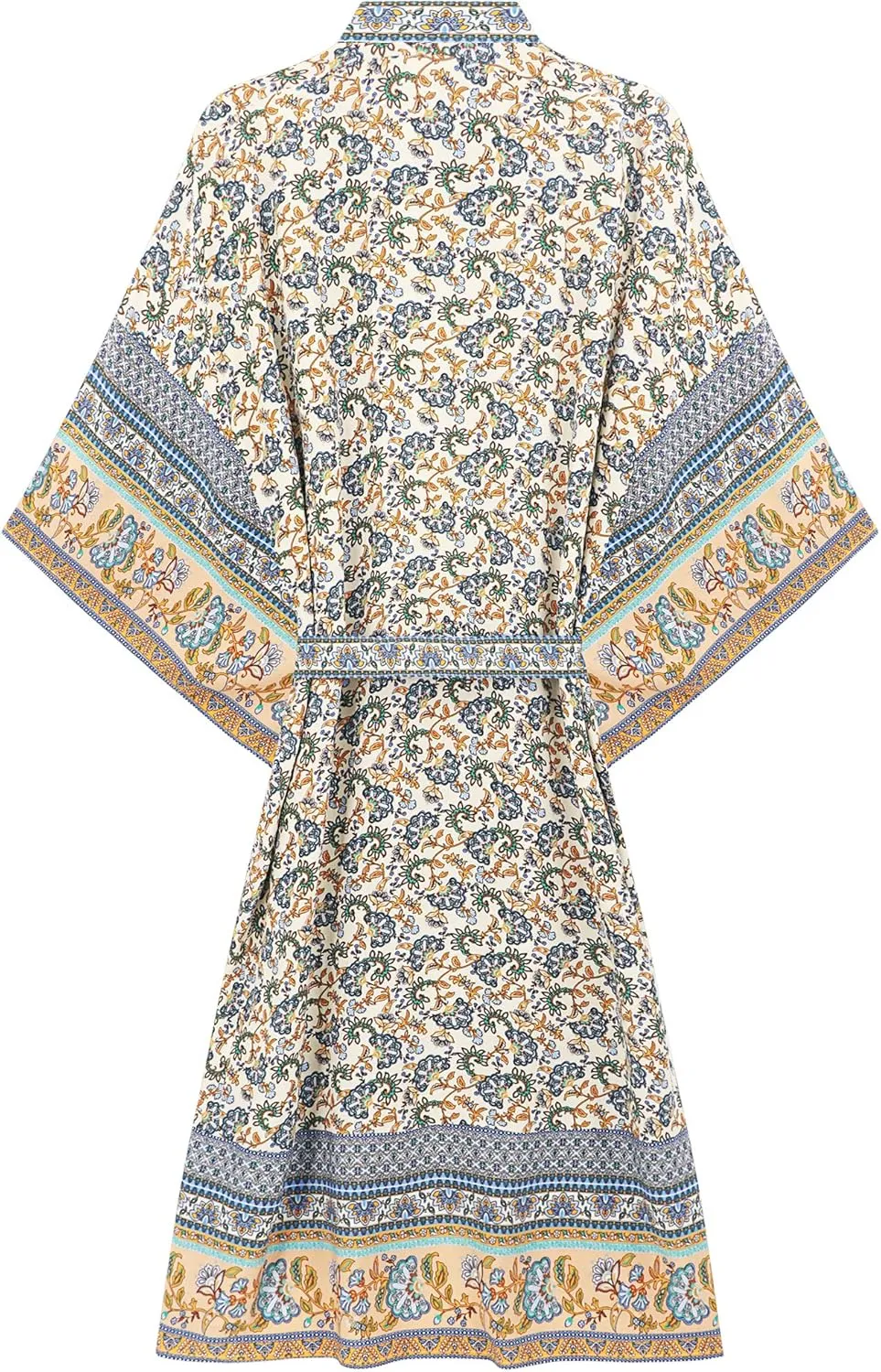 R.Vivimos Women's Vintage Floral Print Beach Boho Cardigan Kimono Maxi Swimwear Cover up Dress Wrap