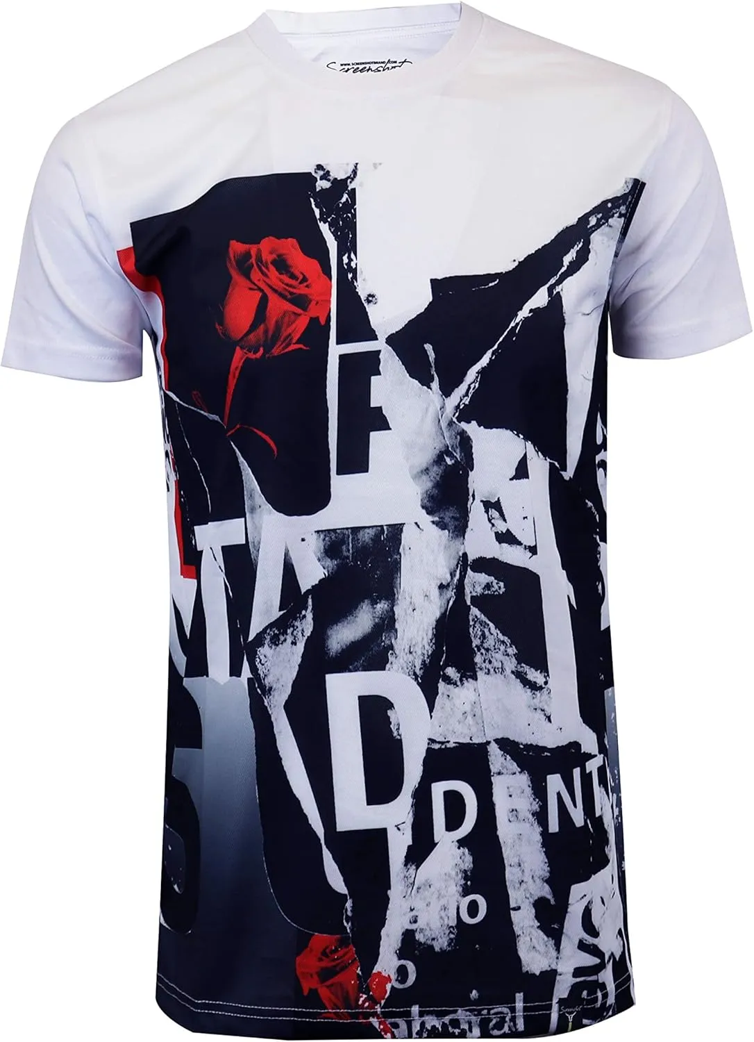SCREENSHOT Mens Hipster Hip-Hop Urban Modern Tees - NYC Street Fashion Streetwear Stylish Longline Print T-Shirt