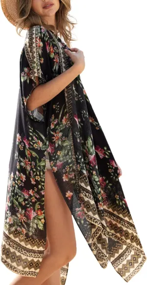 STARWHISPER Women's Swimsuit Cover Up for Beach Kimono with Bohemian Cruise Outfits for Women 2025 Summer Casual Resort Wear