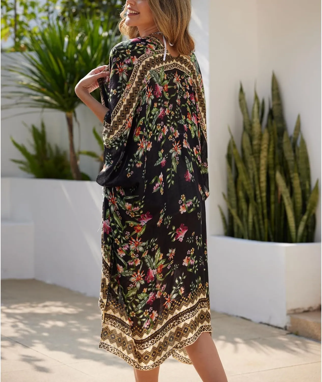 STARWHISPER Women's Swimsuit Cover Up for Beach Kimono with Bohemian Cruise Outfits for Women 2025 Summer Casual Resort Wear