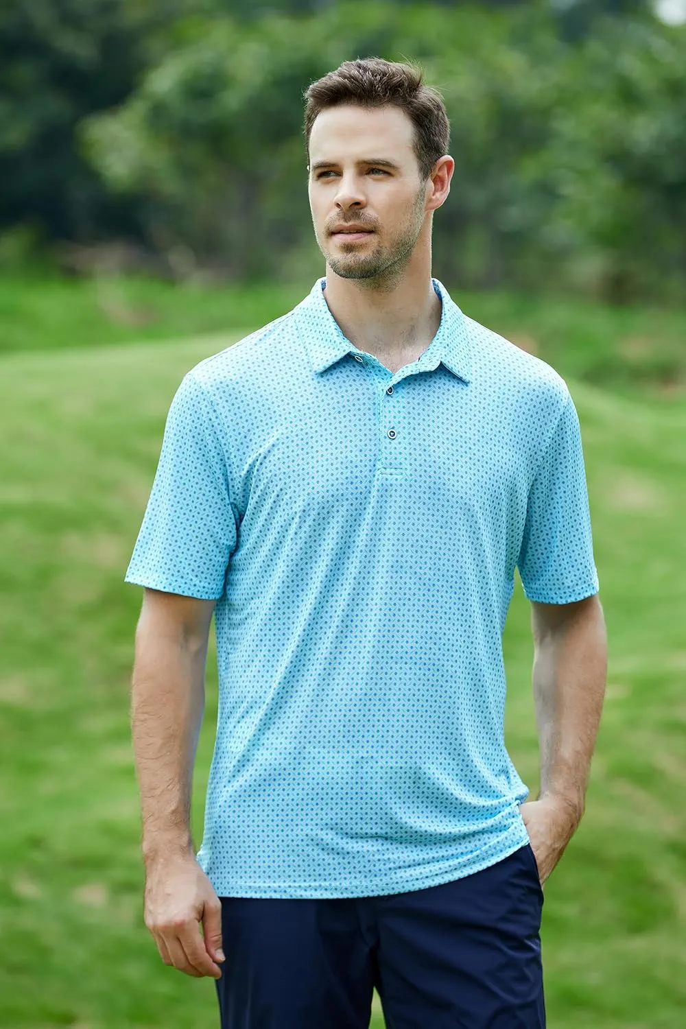 WARHORSEE Golf Polo Shirts for Men Short Sleeve Wrinkle Free 4 Way Stretch Moisture Wicking Performance Collared Tshirts
